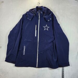 NFL Dallas Cowboys Mens Hooded Full Zip Jacket Navy Blue Star Logo Large